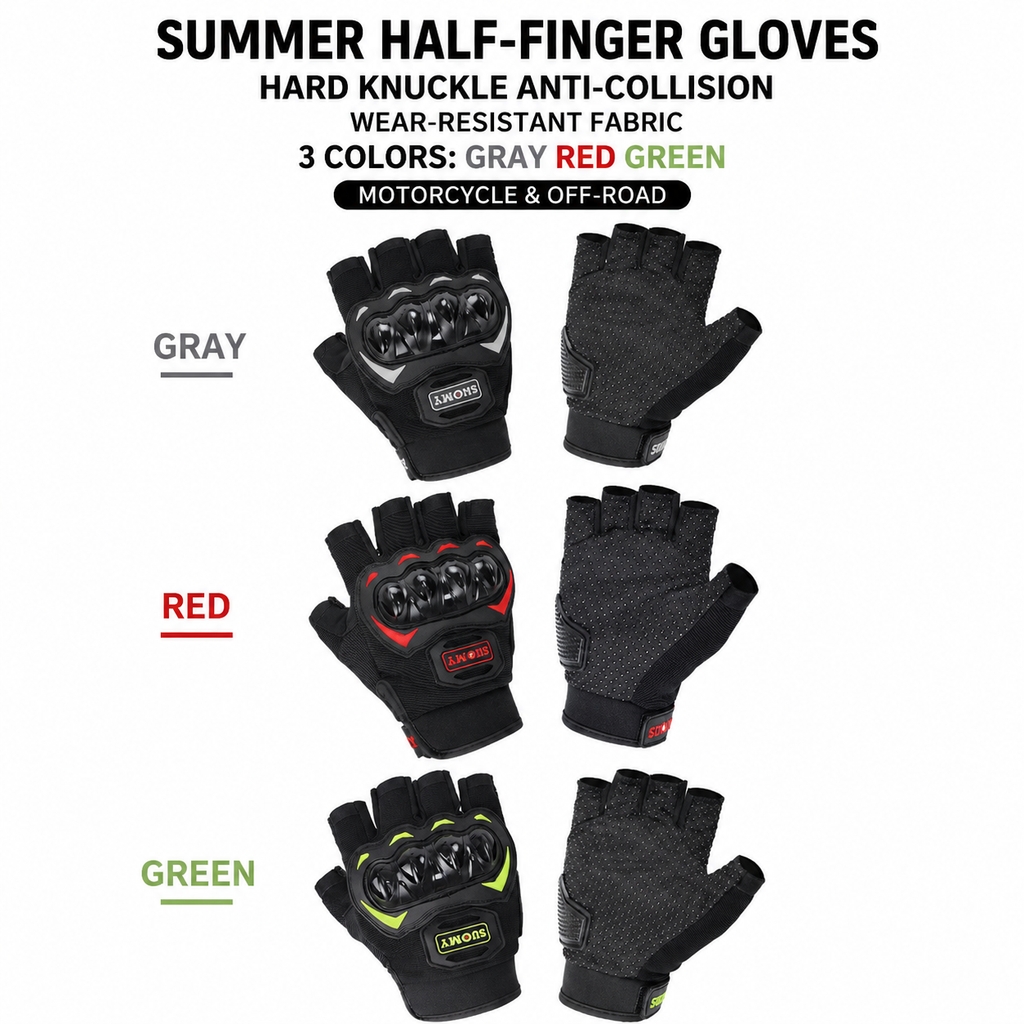 Motorcycle Glove Knuckle - Summer Motorcycle Half Finger Gloves Hard